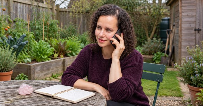 A Cosmic Connection: Meaning, Choice and the Relationships That Change Us Woman considering a personal connection during a quiet garden phone conversation